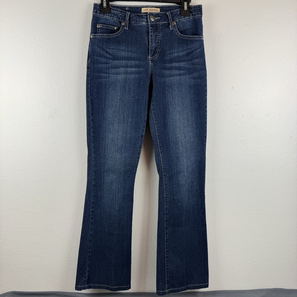 Tru‎ Luxe Womens Embellished Cross Pocket Bootcut Jeans Dark Wash - Size 27/4